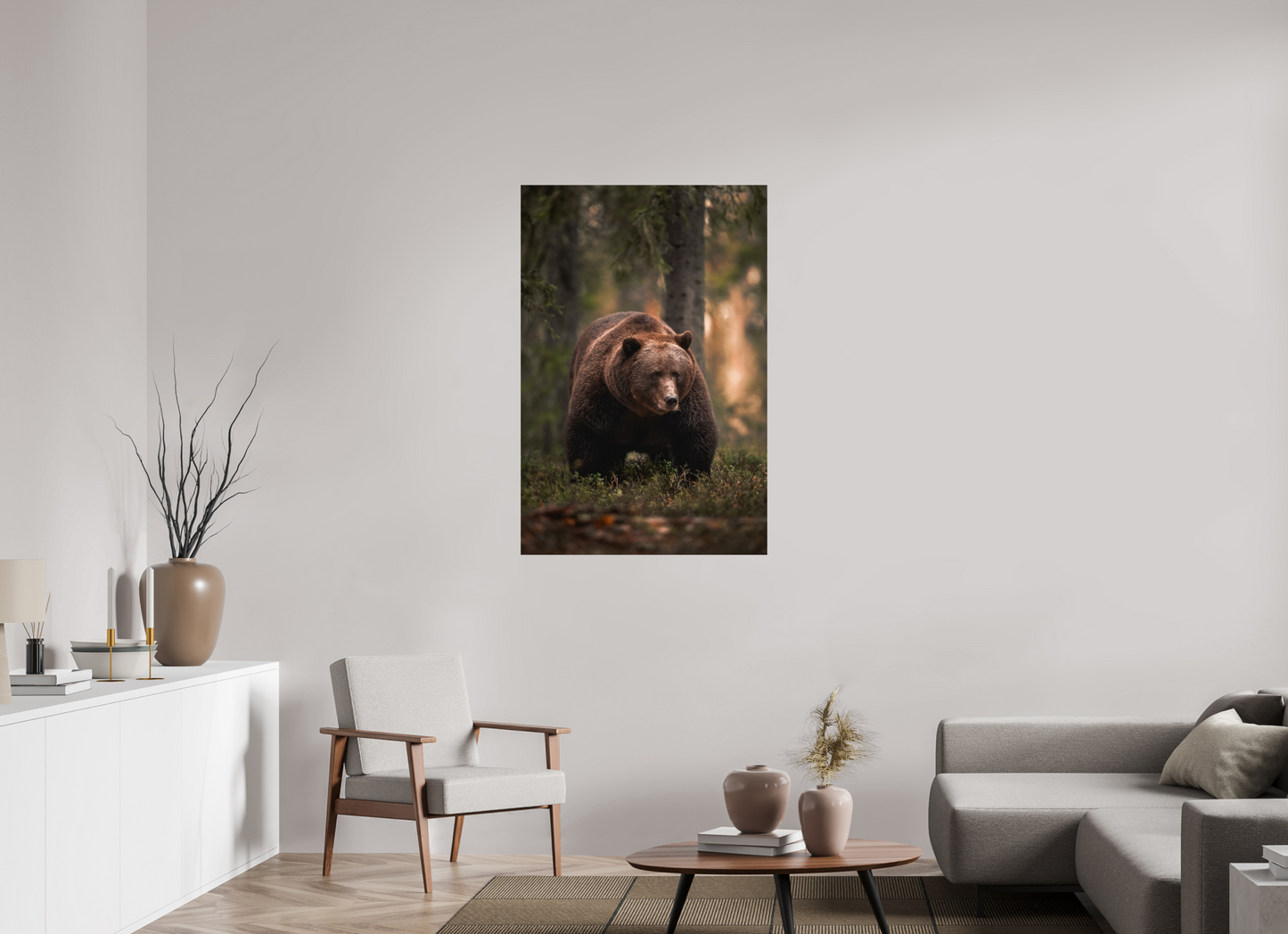 Bear in the evening forest