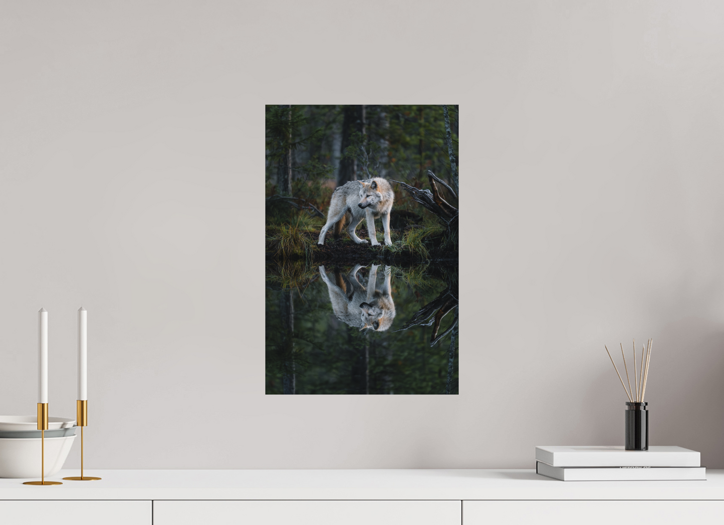 Wolf with a reflection