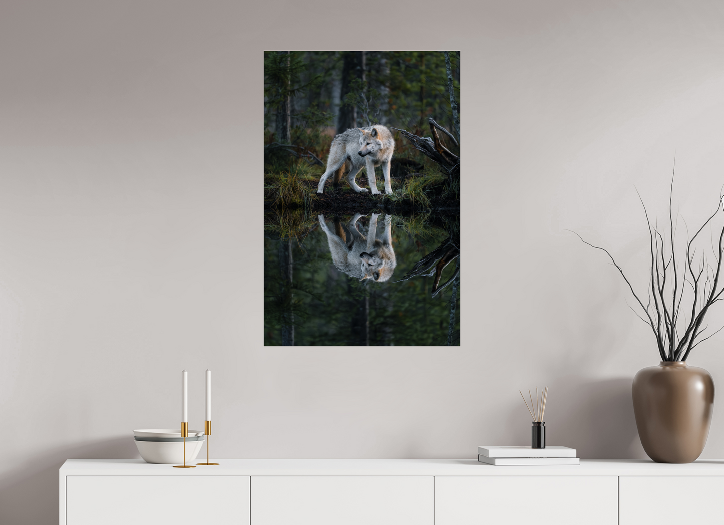 Wolf with a reflection
