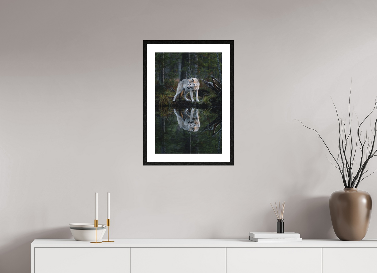 Wolf with a reflection