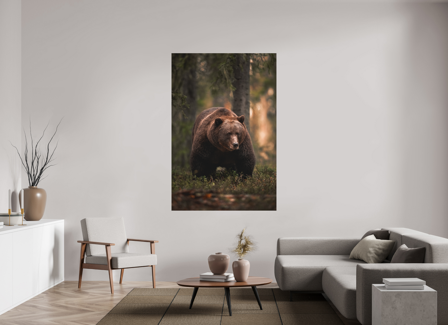 Bear in the evening forest