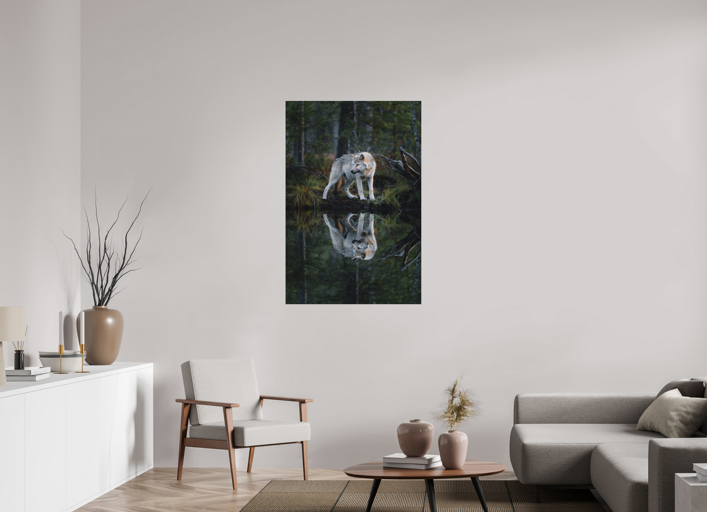 Wolf with a reflection