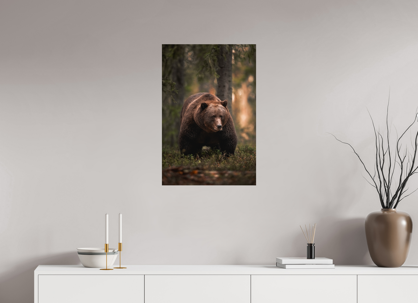Bear in the evening forest