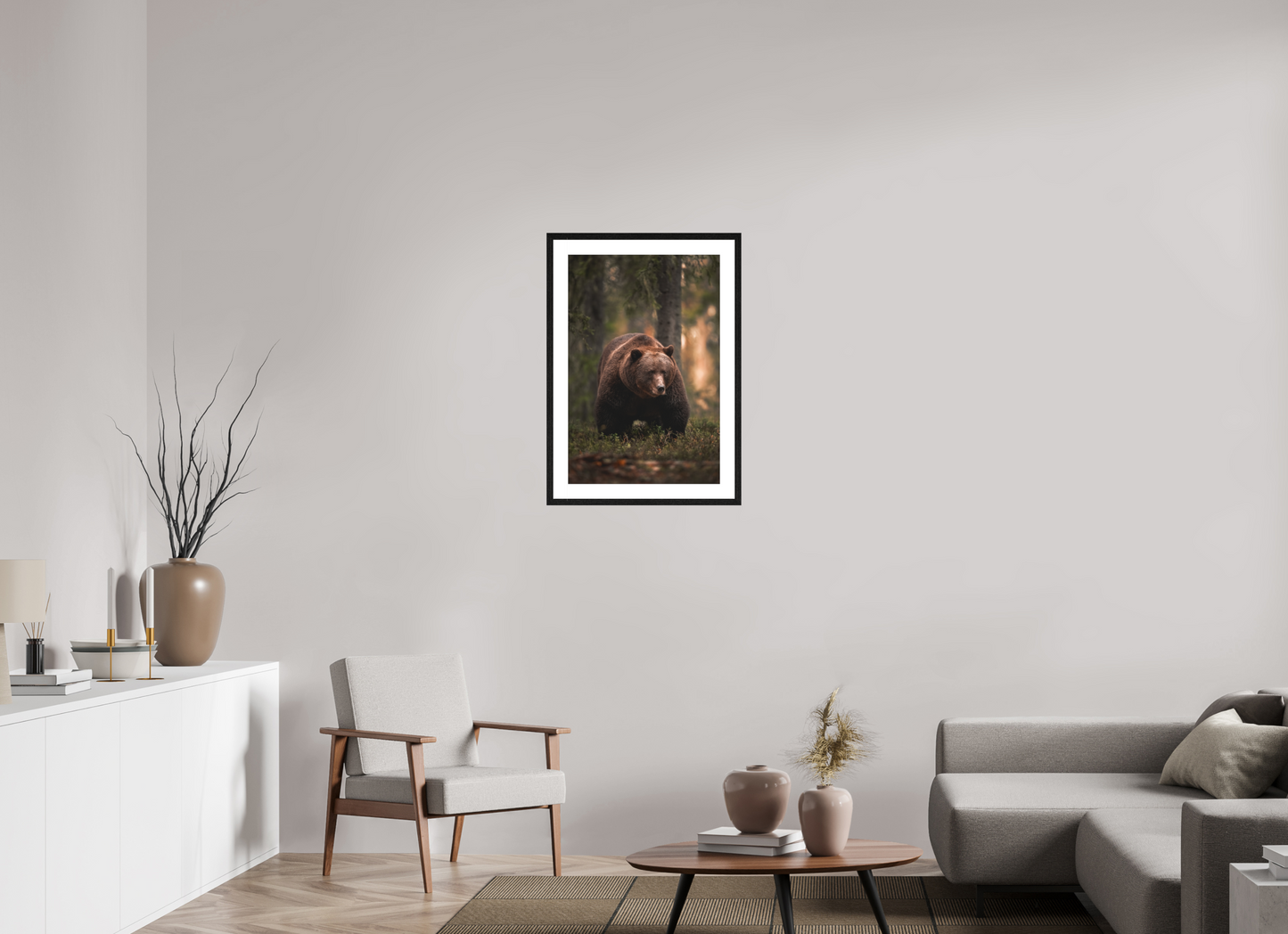 Bear in the evening forest