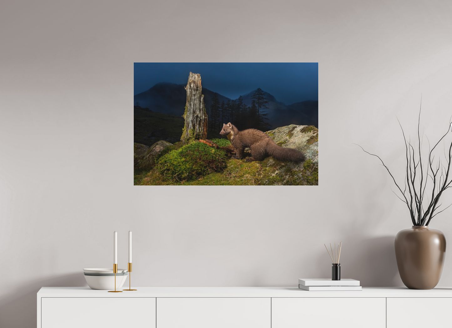 Pine marten in the blue hour