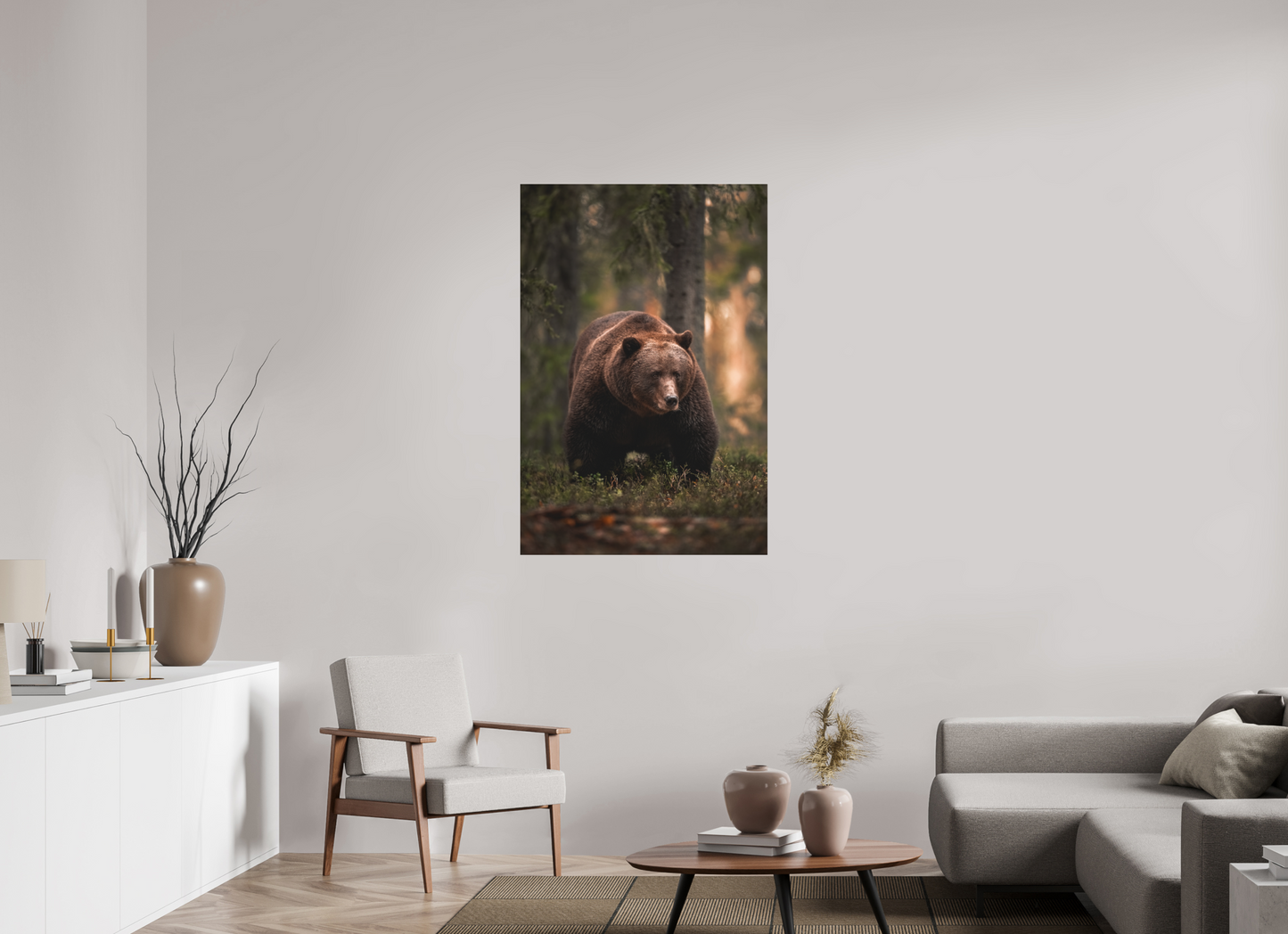 Bear in the evening forest