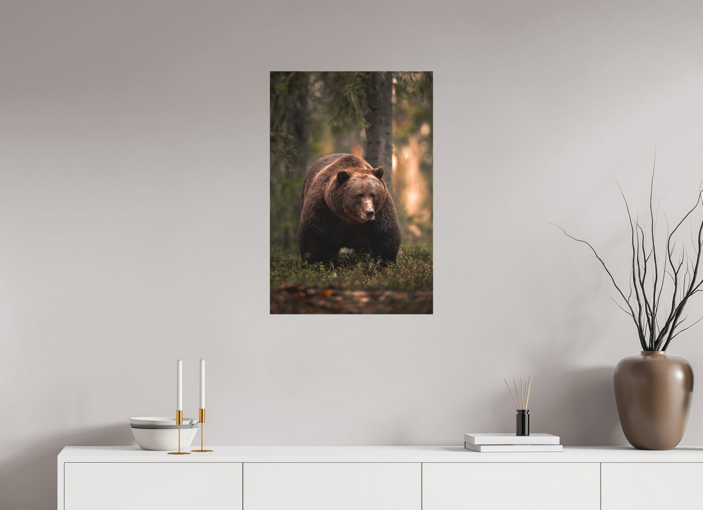 Bear in the evening forest