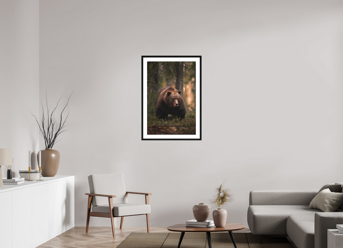 Bear in the evening forest