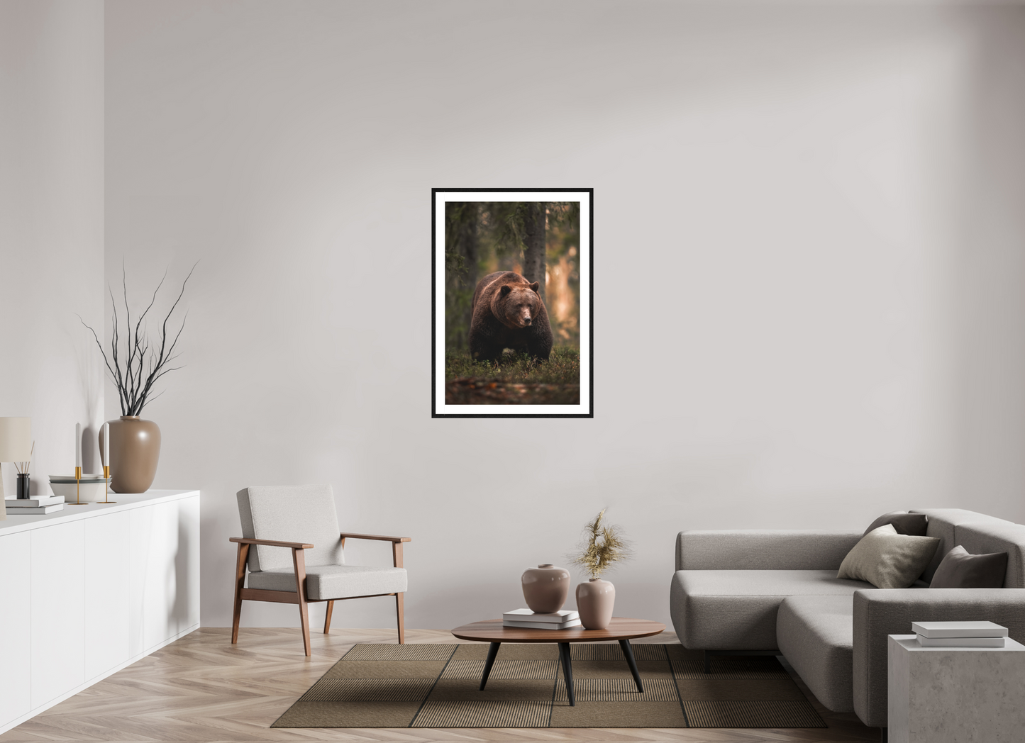 Bear in the evening forest