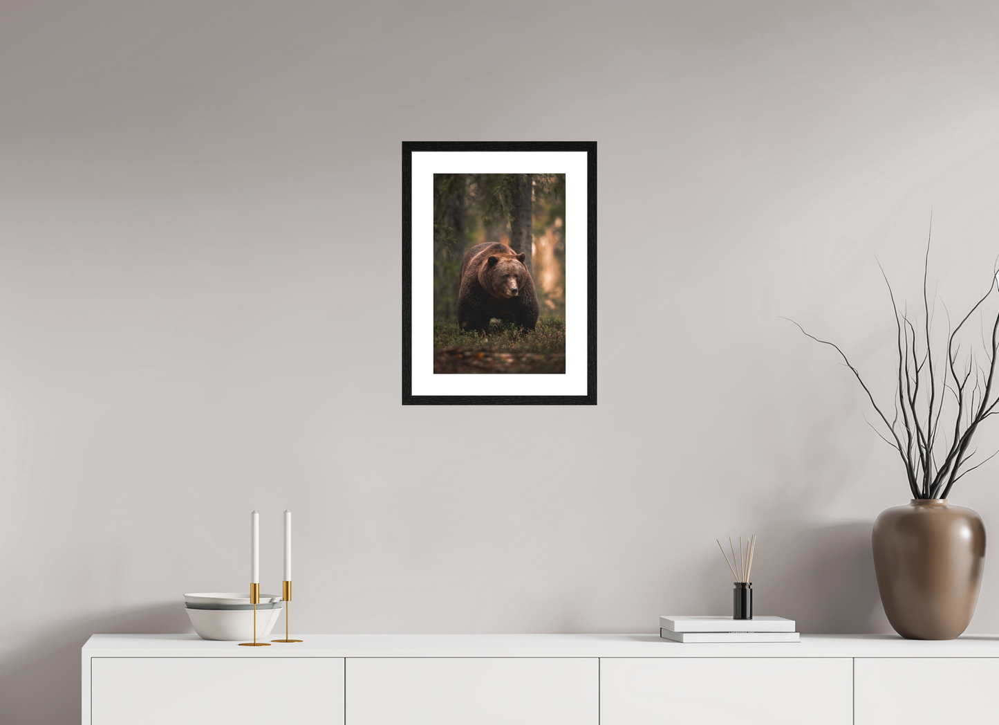 Bear in the evening forest