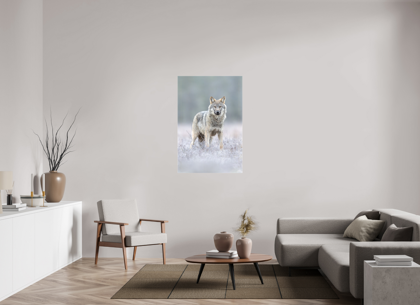 Wolf on frozen ground