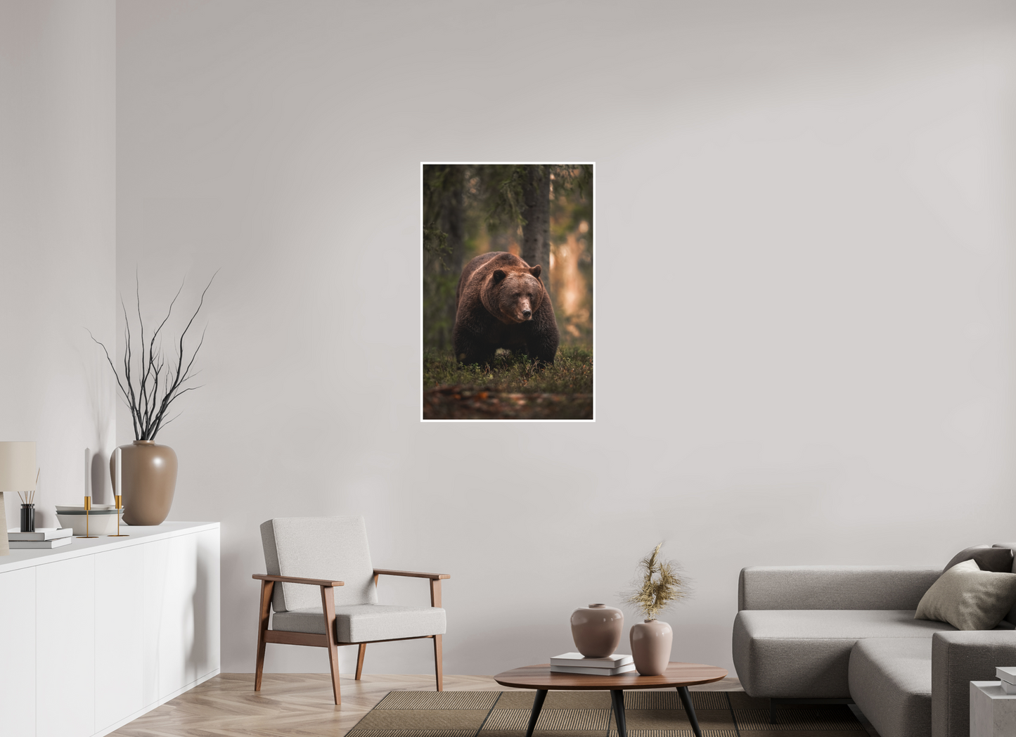 Bear in the evening forest