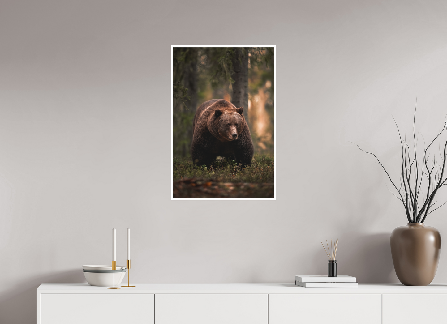 Bear in the evening forest