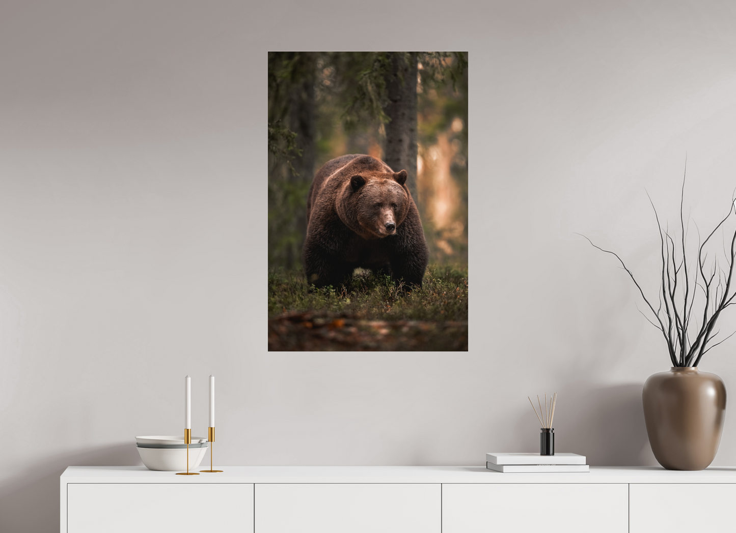 Bear in the evening forest
