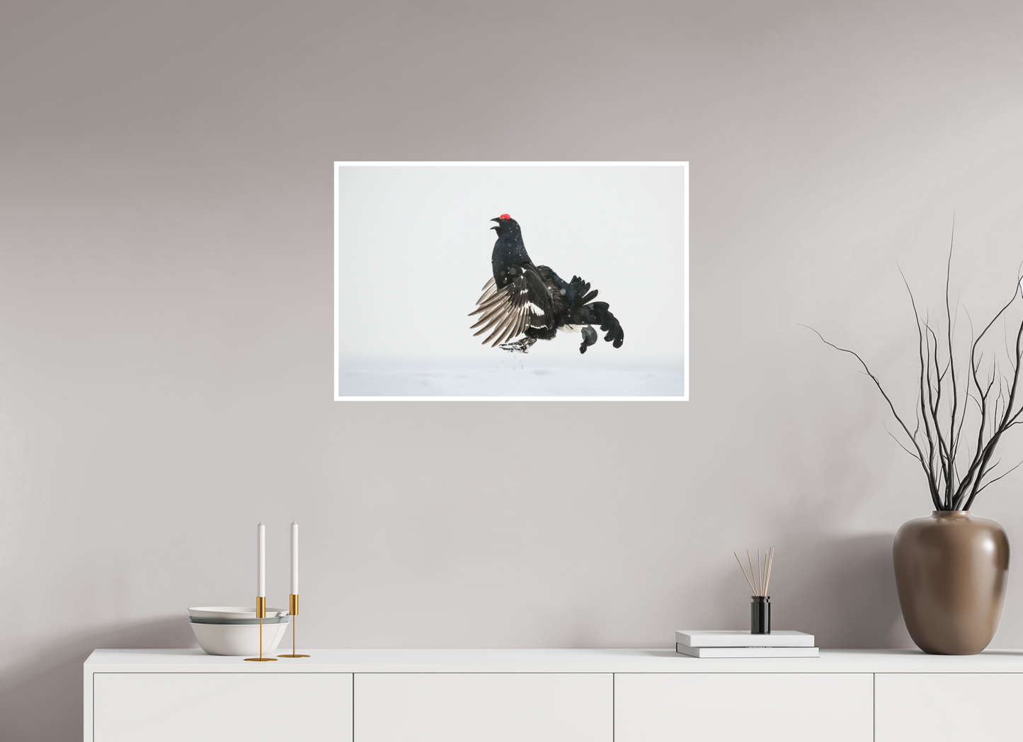Jumping black grouse