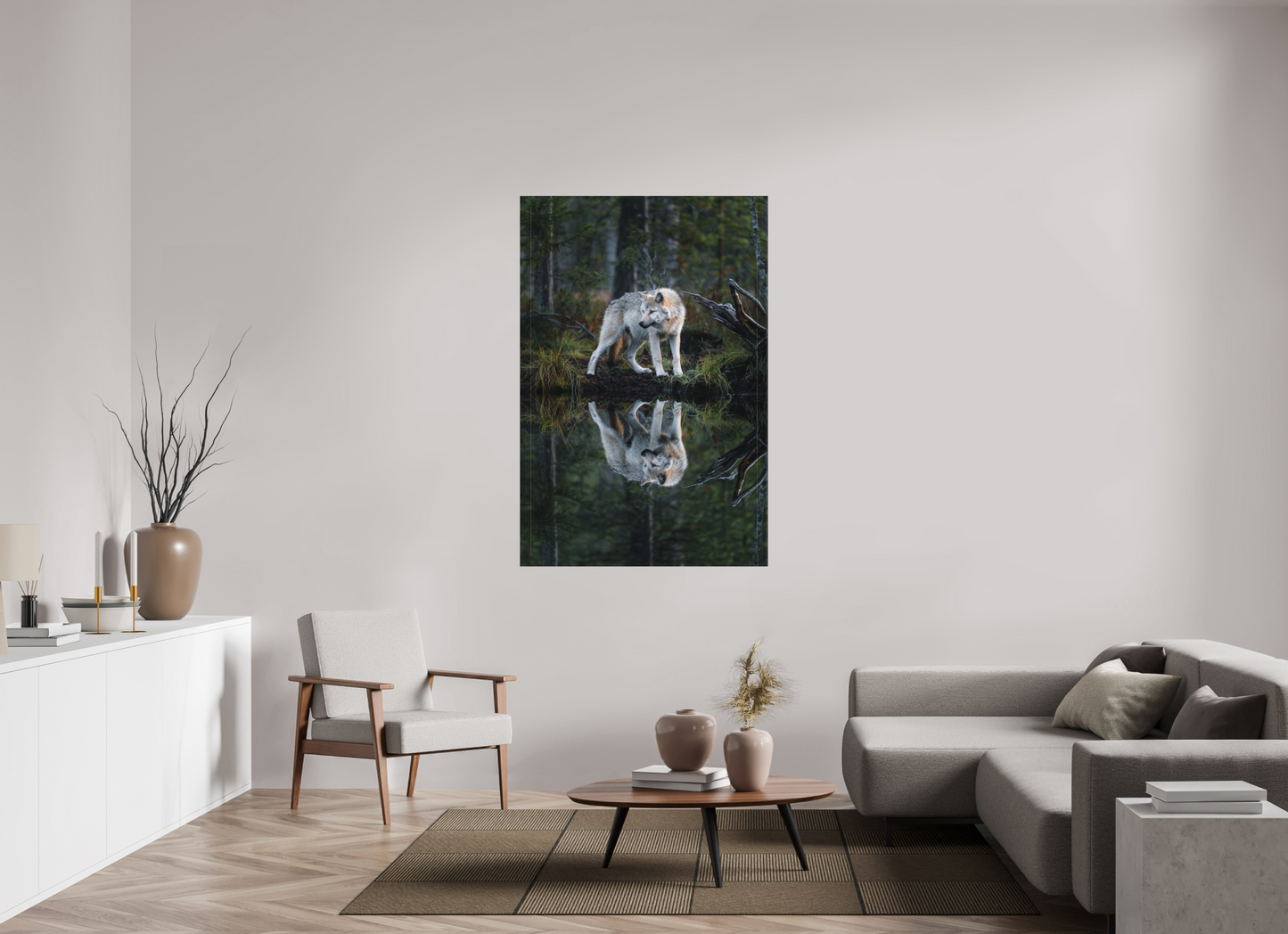 Wolf with a reflection