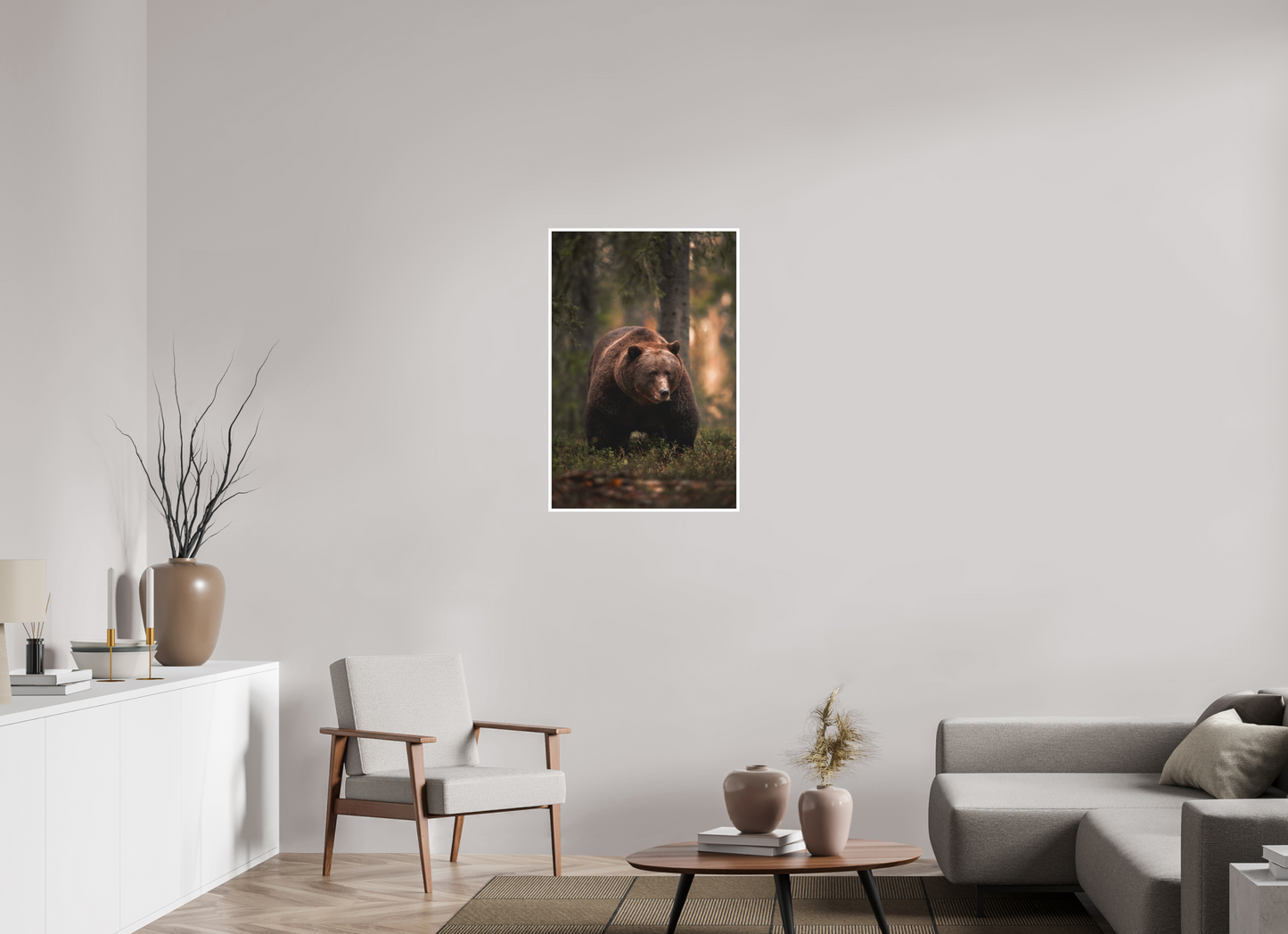 Bear in the evening forest