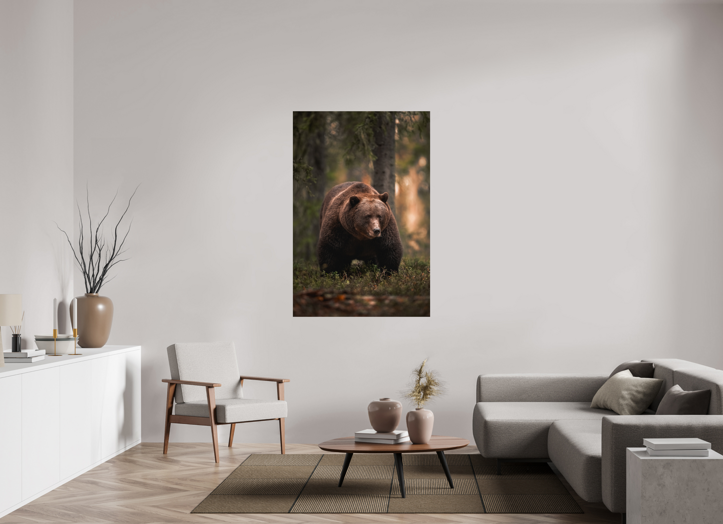 Bear in the evening forest