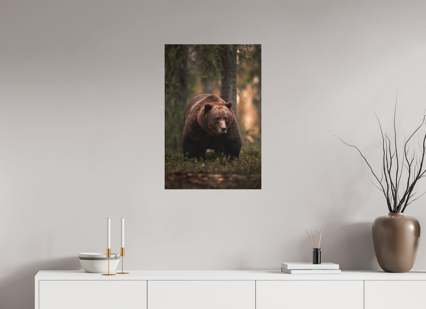 Bear in the evening forest