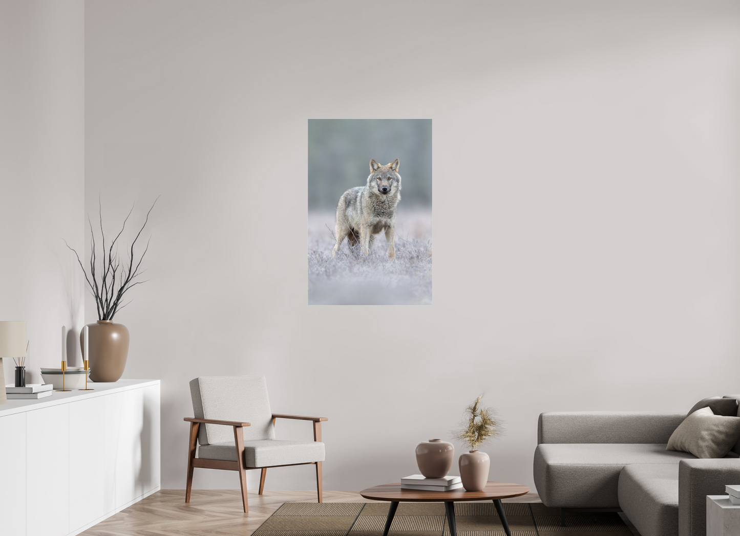 Wolf on frozen ground