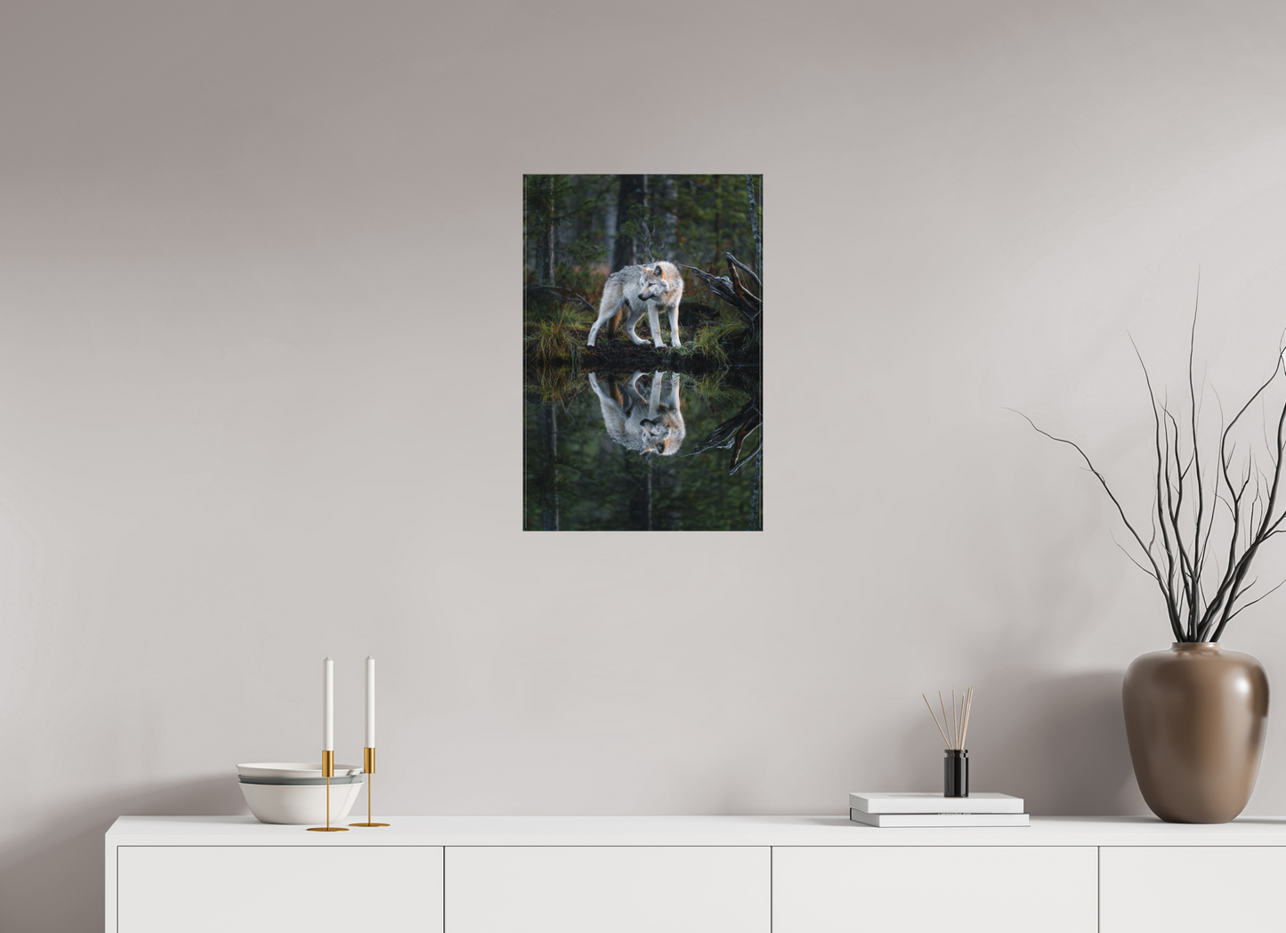 Wolf with a reflection