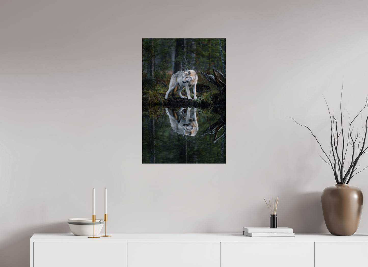 Wolf with a reflection