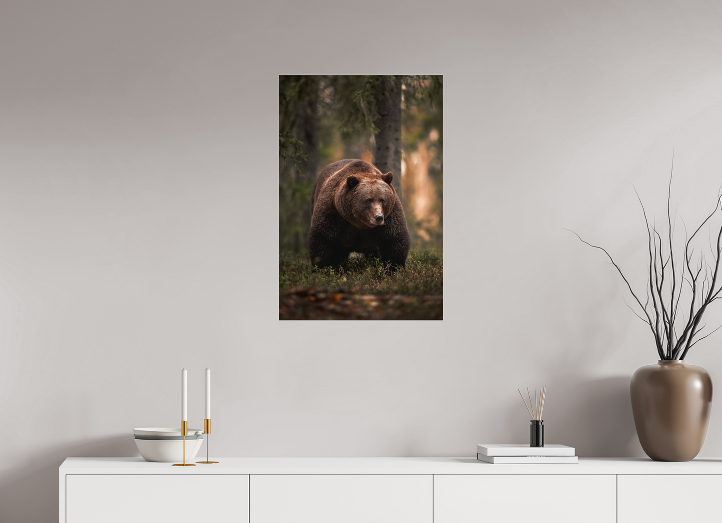 Bear in the evening forest