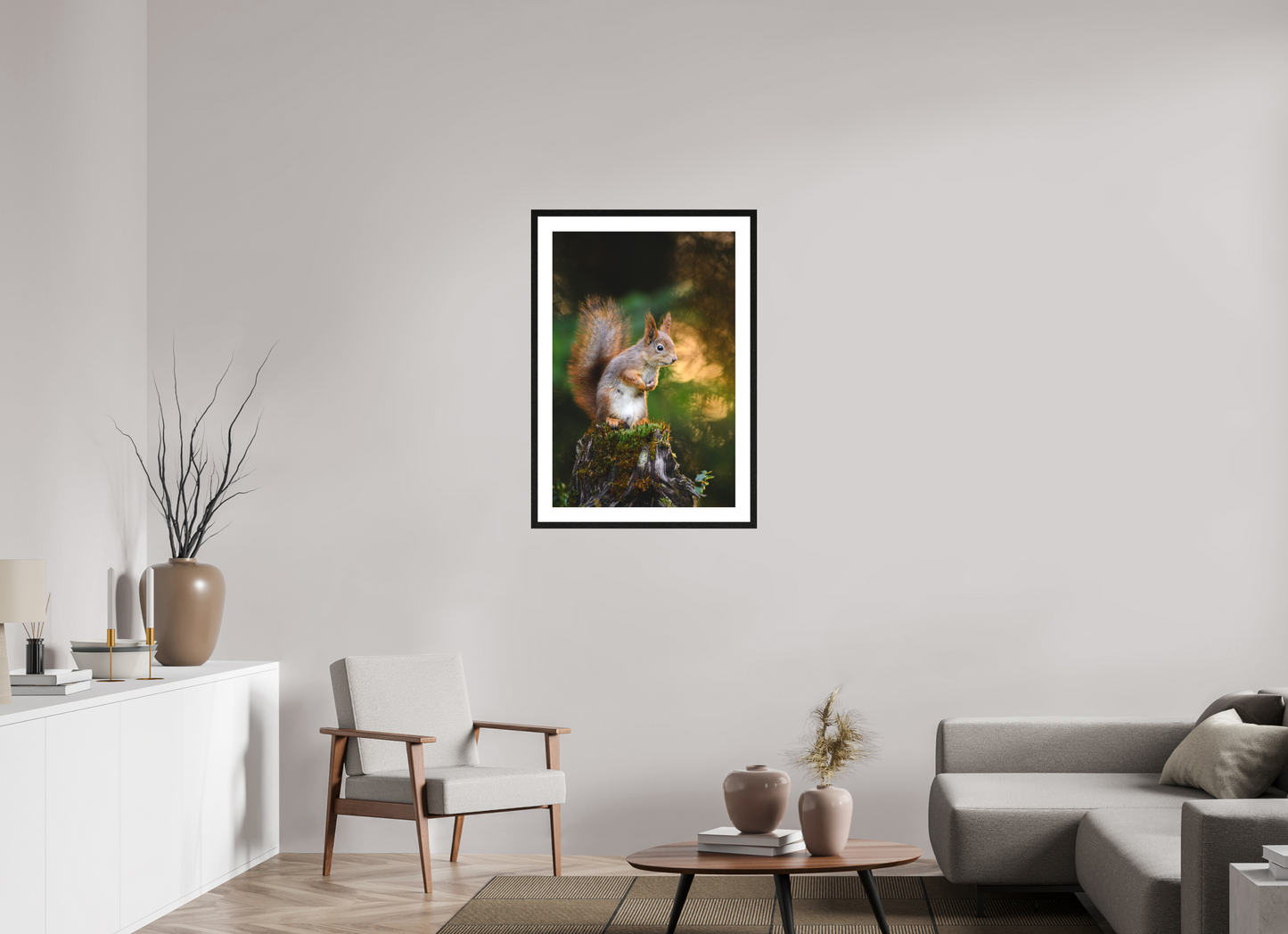 Squirrel in the summer forest
