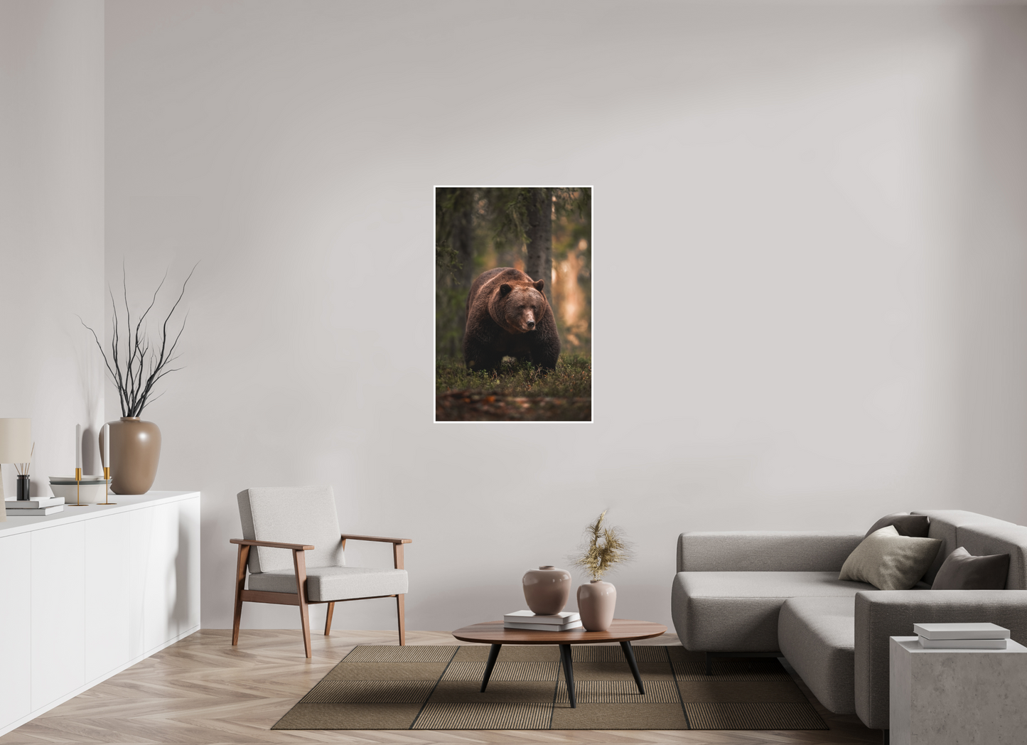 Bear in the evening forest