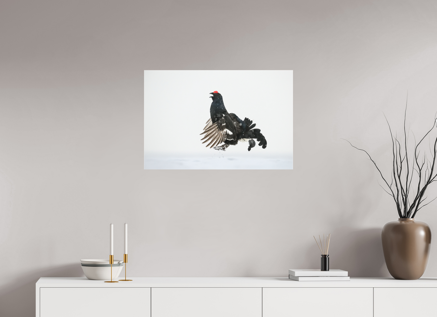 Jumping black grouse
