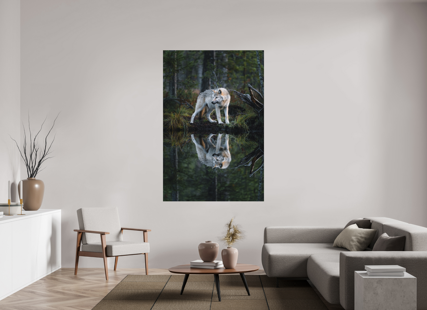Wolf with a reflection