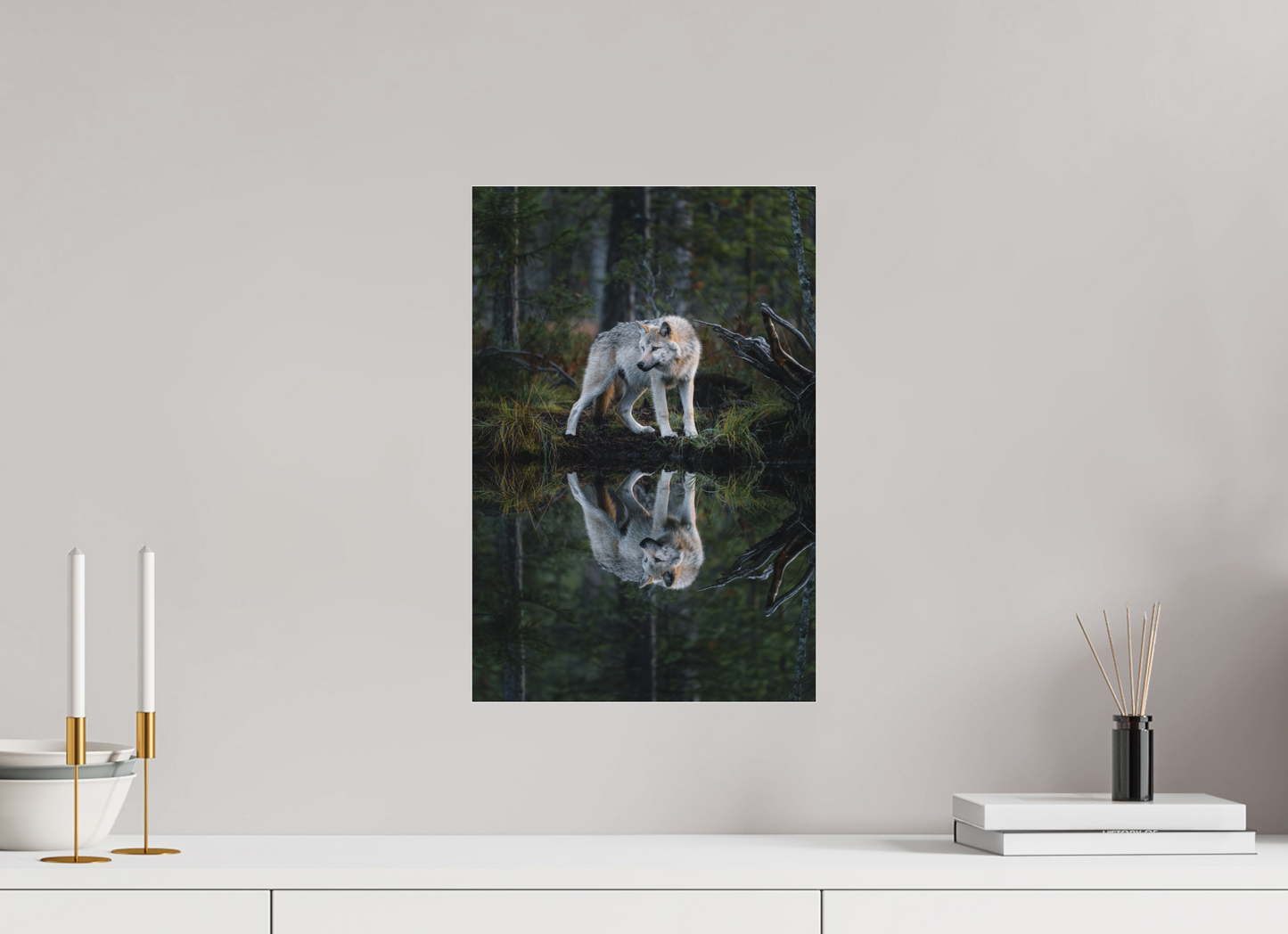 Wolf with a reflection