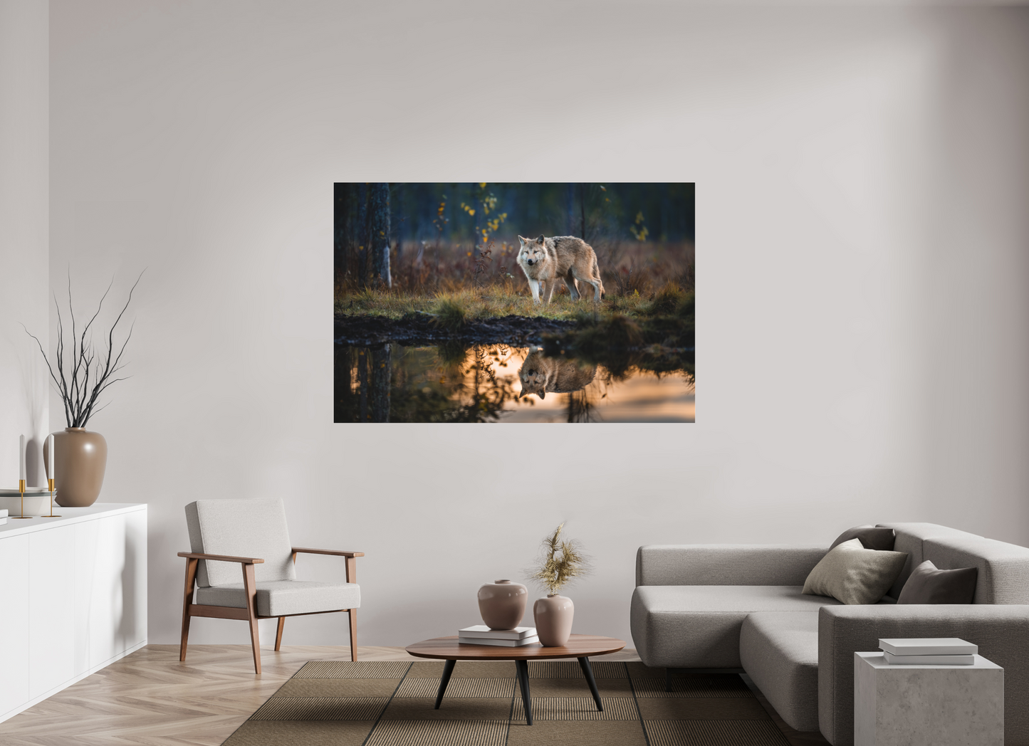 Wolf at the pond