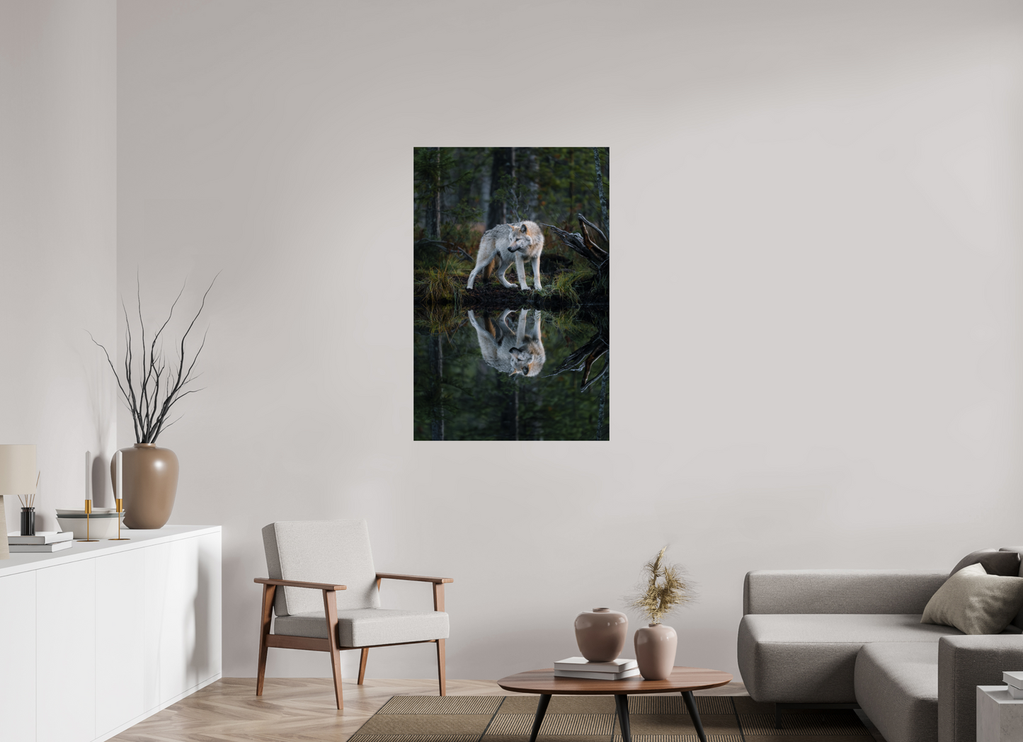 Wolf with a reflection