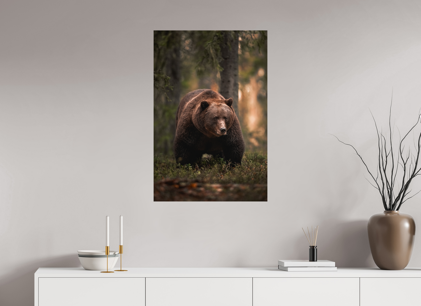 Bear in the evening forest