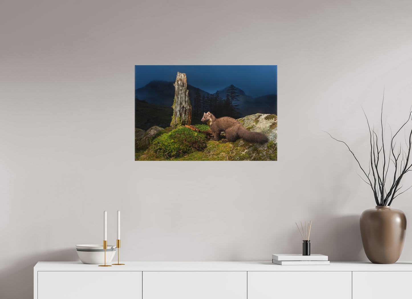 Pine marten in the blue hour