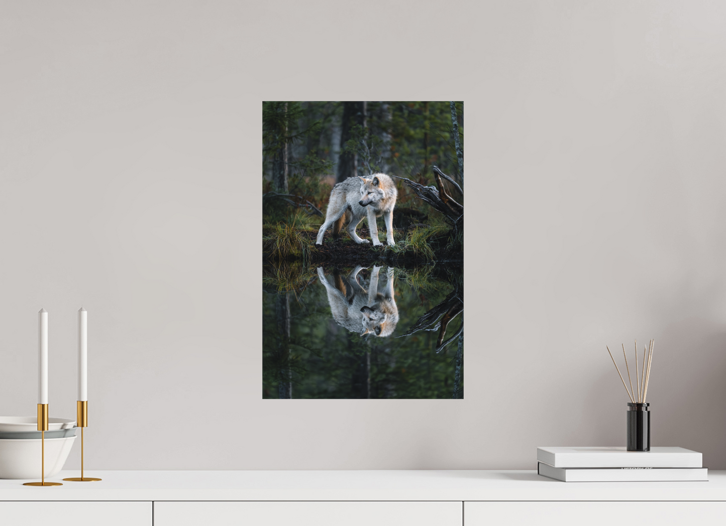 Wolf with a reflection