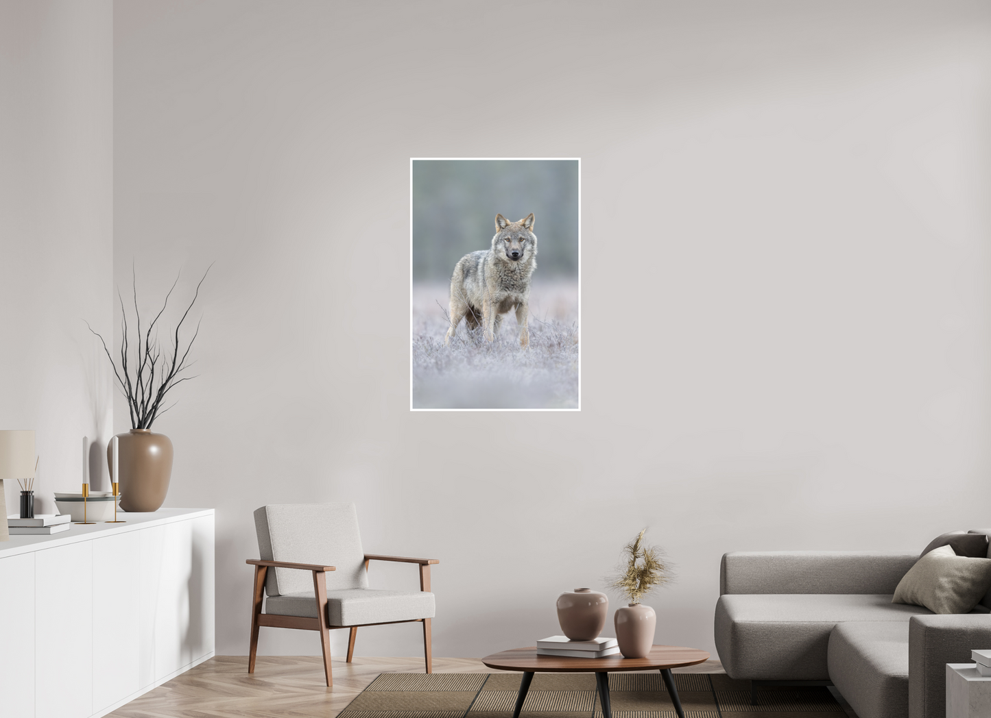 Wolf on frozen ground