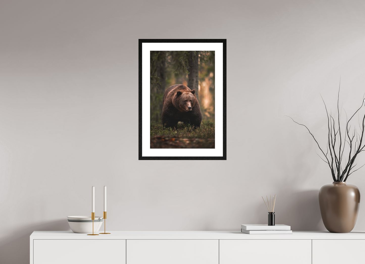 Bear in the evening forest