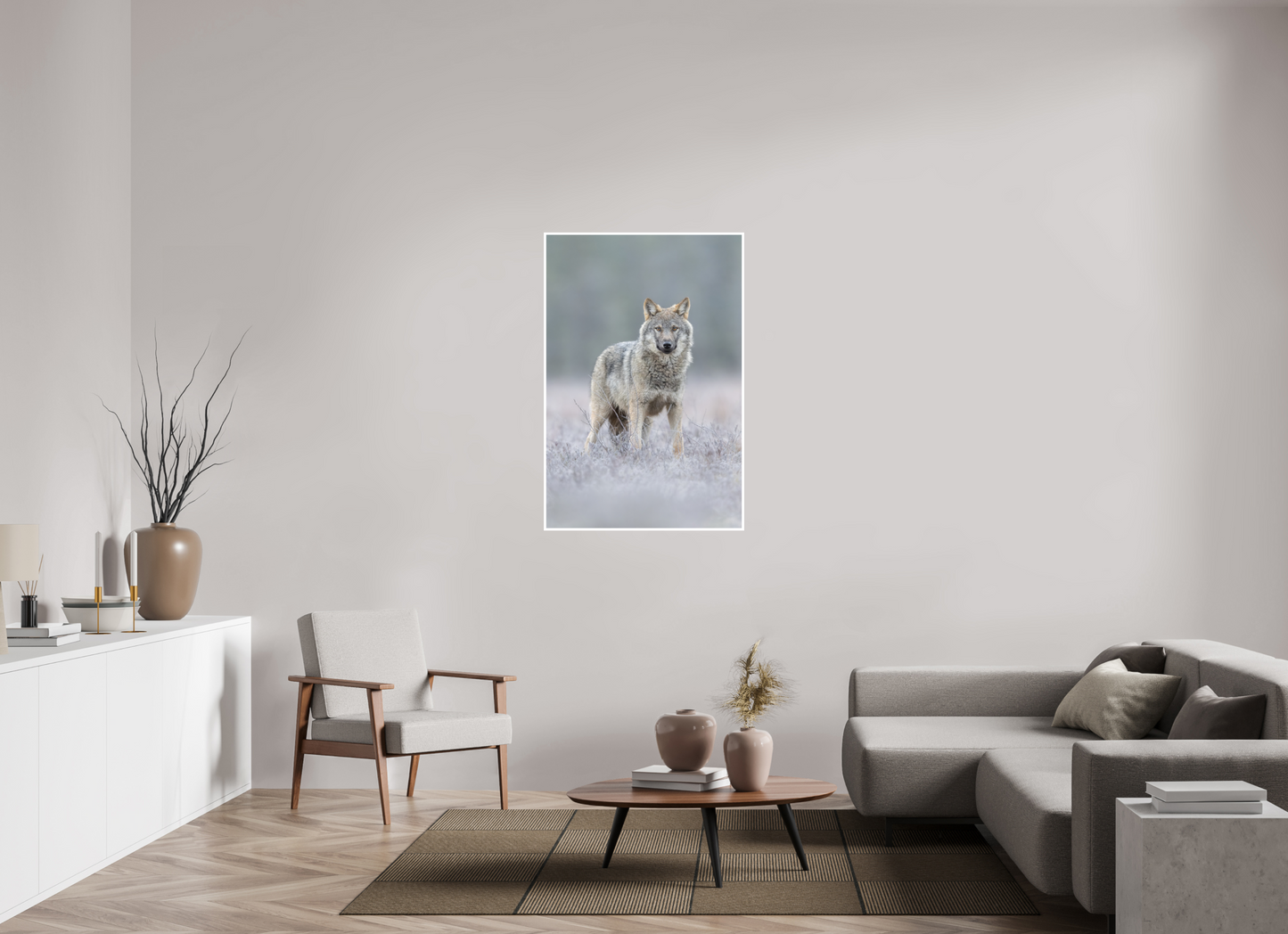 Wolf on frozen ground
