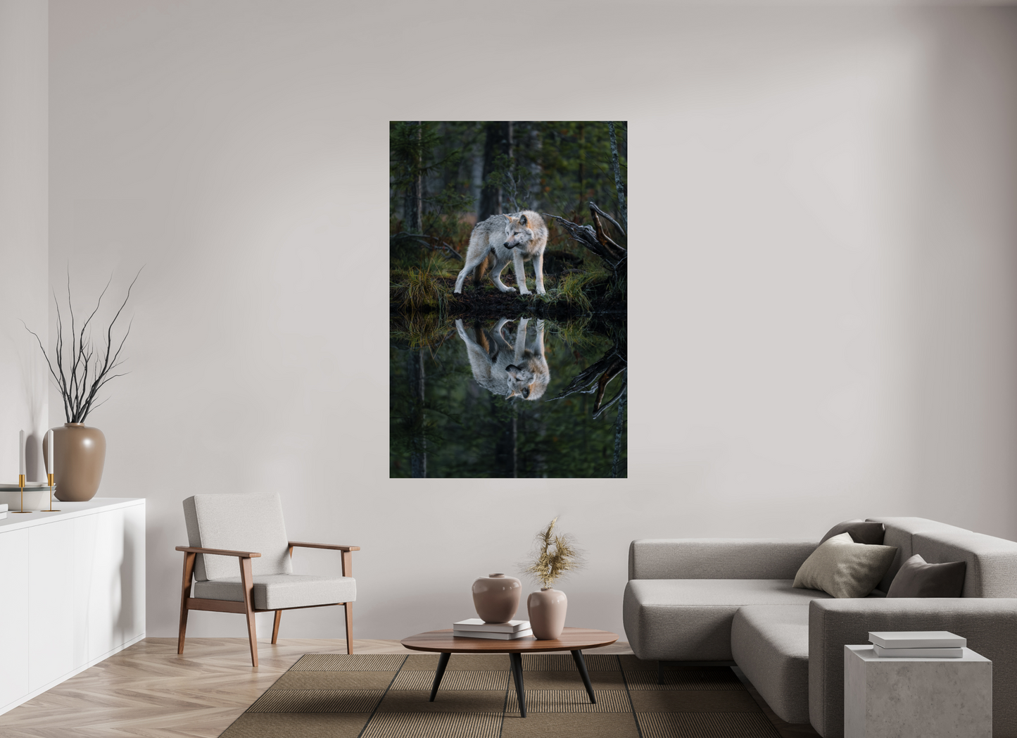 Wolf with a reflection