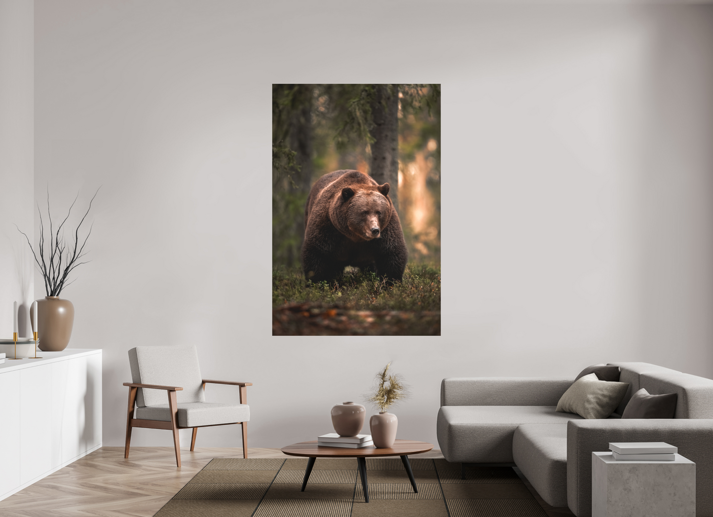 Bear in the evening forest