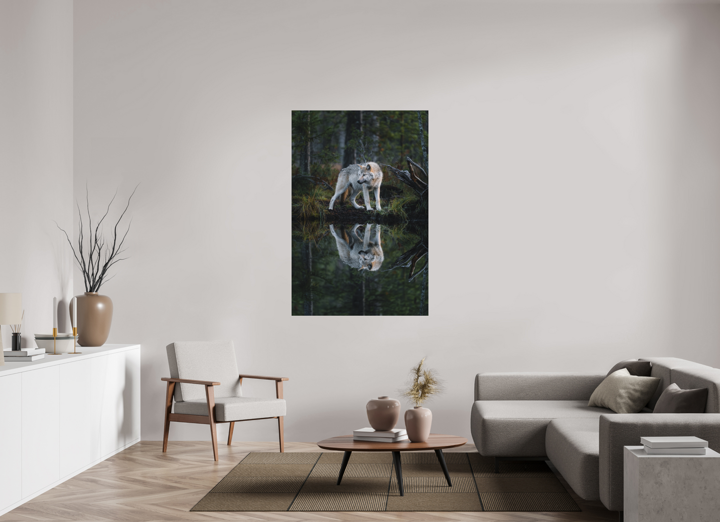 Wolf with a reflection