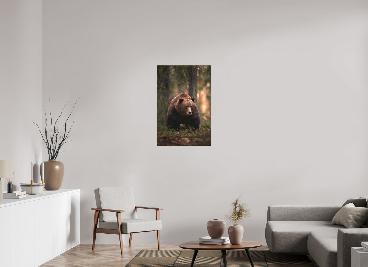 Bear in the evening forest
