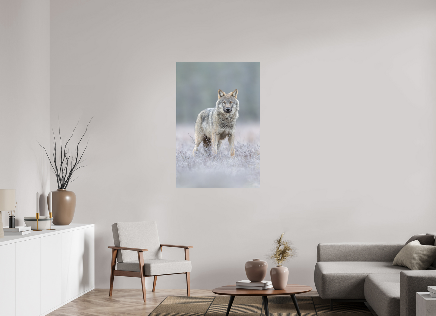 Wolf on frozen ground