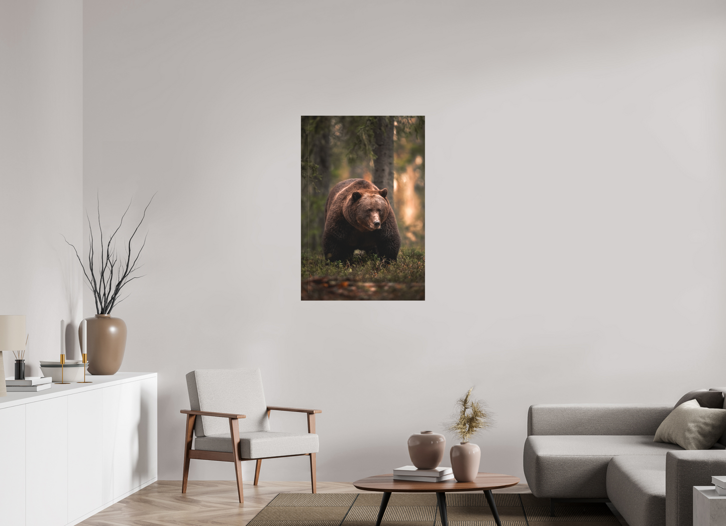 Bear in the evening forest