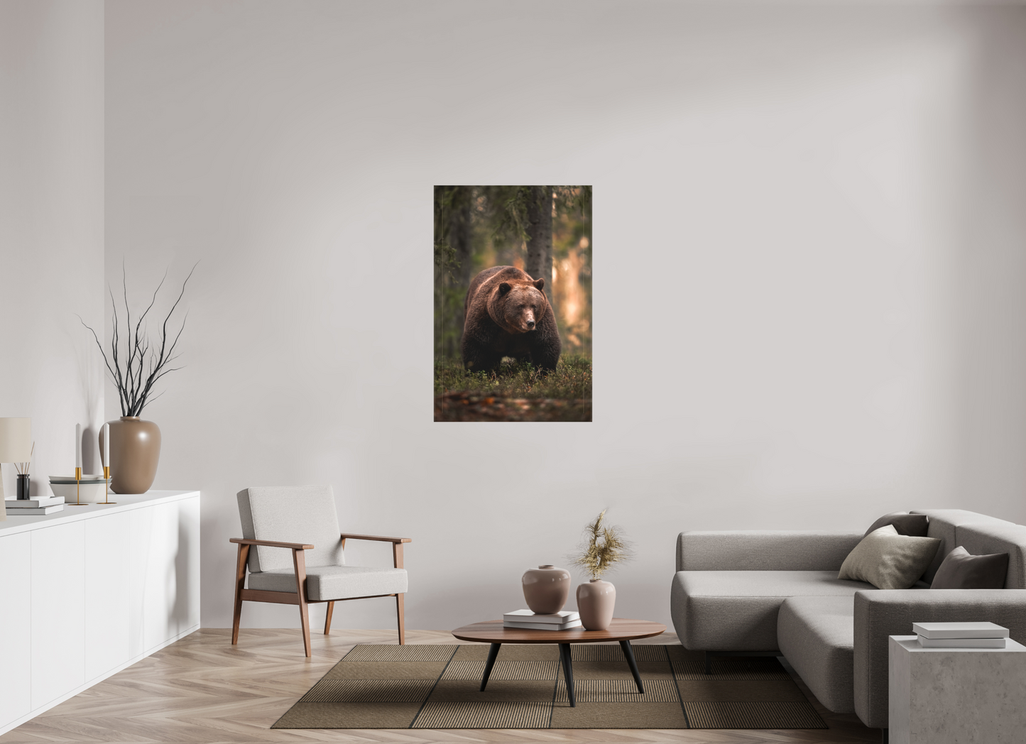 Bear in the evening forest