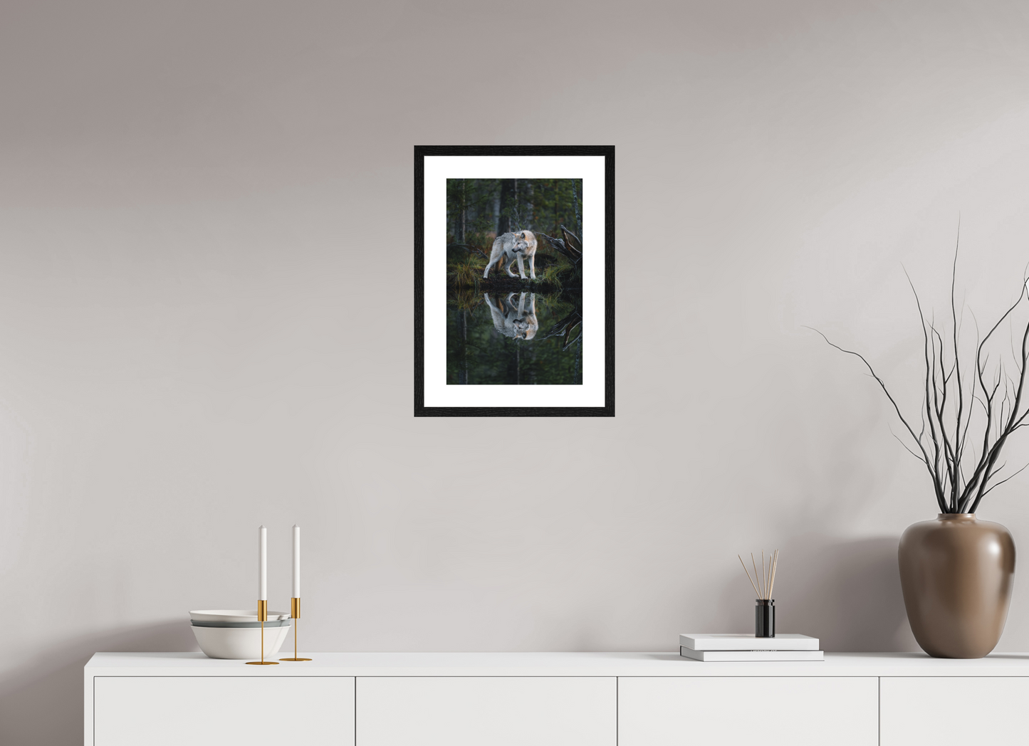 Wolf with a reflection